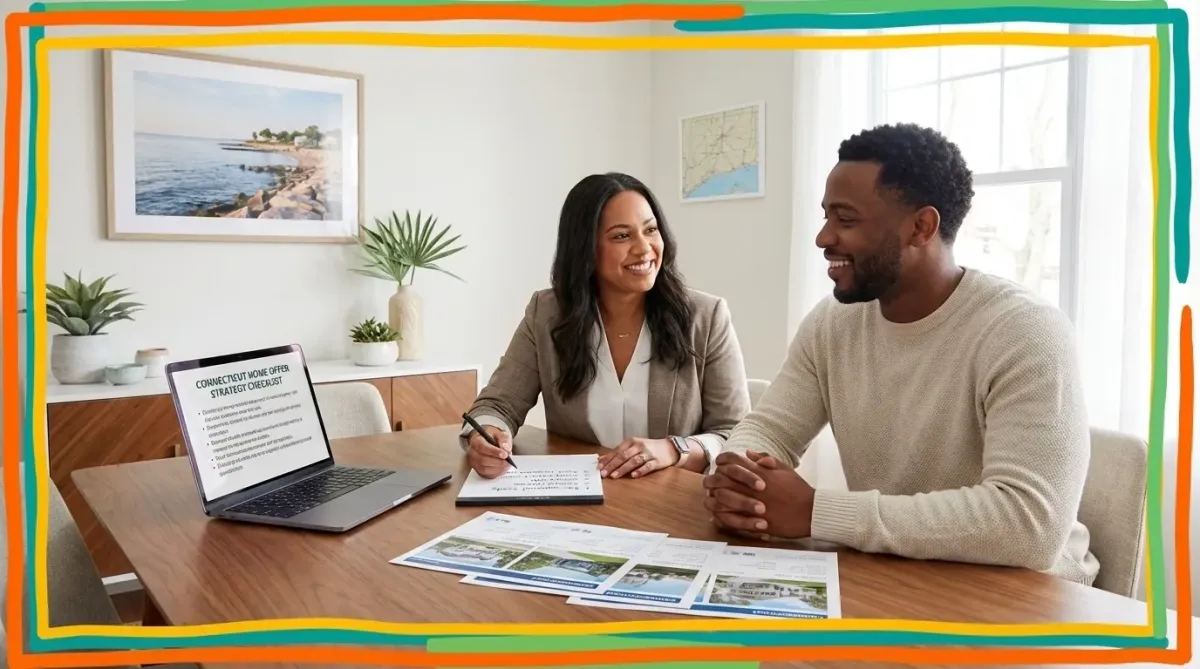 A Connecticut real estate agent guiding a new buyer through steps to make a winning offer in 2026.