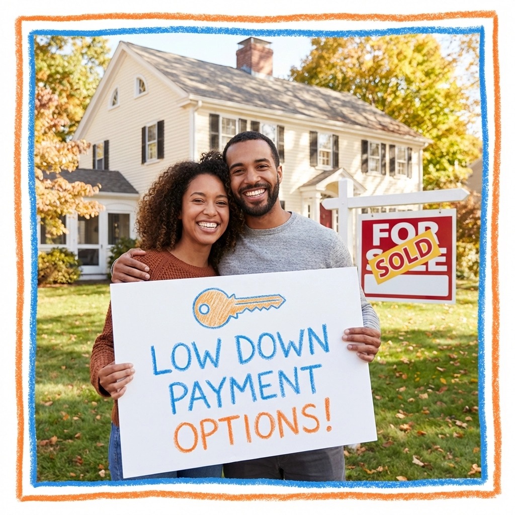 Connecticut first-time homebuyers highlighting low down payment options in Connecticut while purchasing a home, showing affordable home buying programs and assistance in the Connecticut real estate market