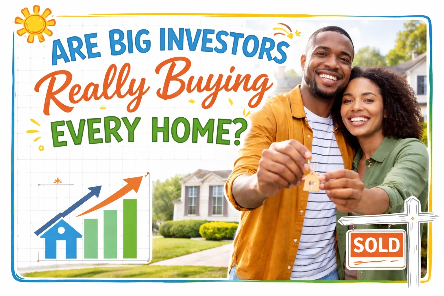 “Connecticut homebuyers holding keys in front of a sold house, illustrating investor activity in the Connecticut housing market and whether big investors are buying homes statewide.”