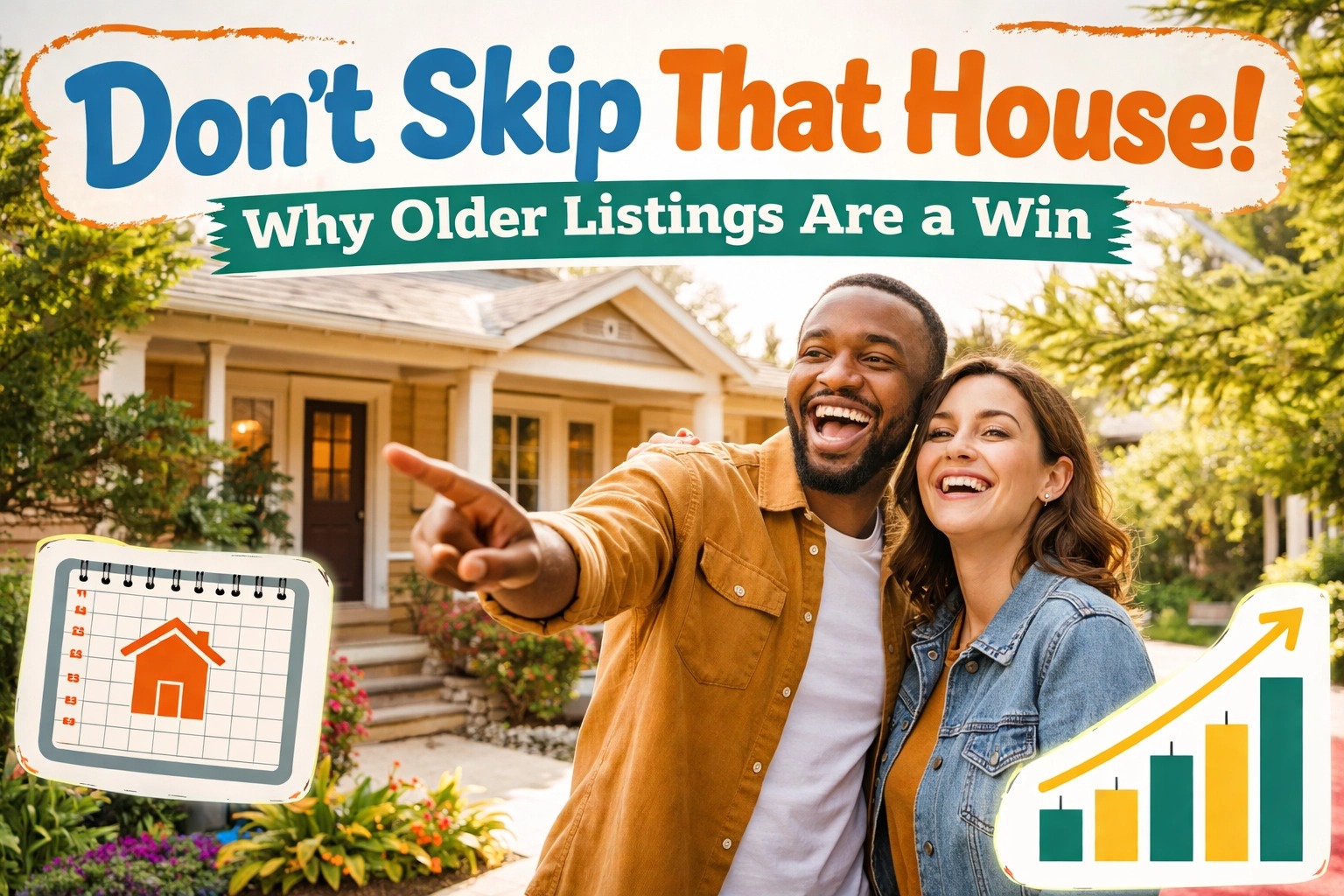 Connecticut homebuyers touring an older home listing, explaining why longer days-on-market homes can be a smart buying opportunity in the Connecticut real estate market.