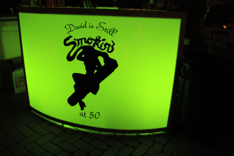 Lighted bar with a custom birthday message.