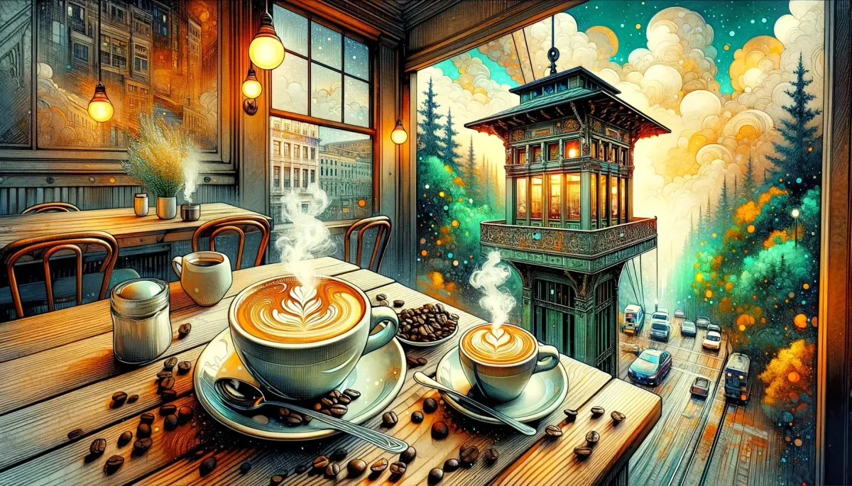 Illustration of coffee on a table