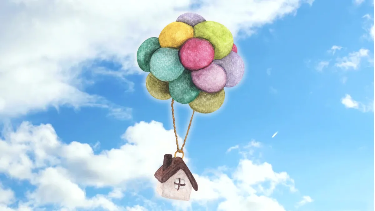 Pixar Up inspired image representing motherhood interruptions and embracing detours