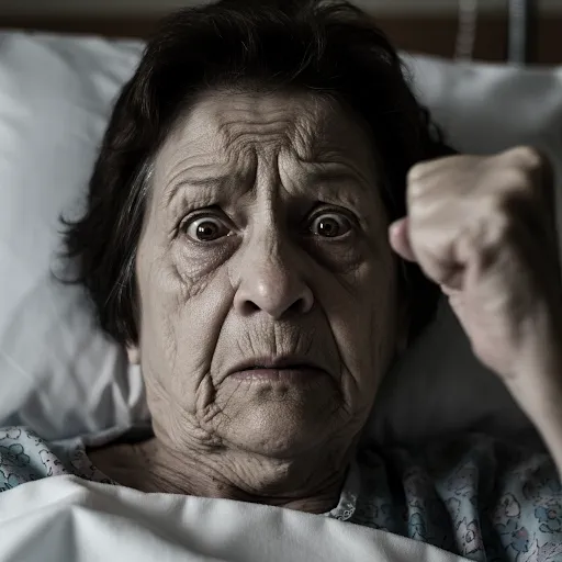 woman shaking fist