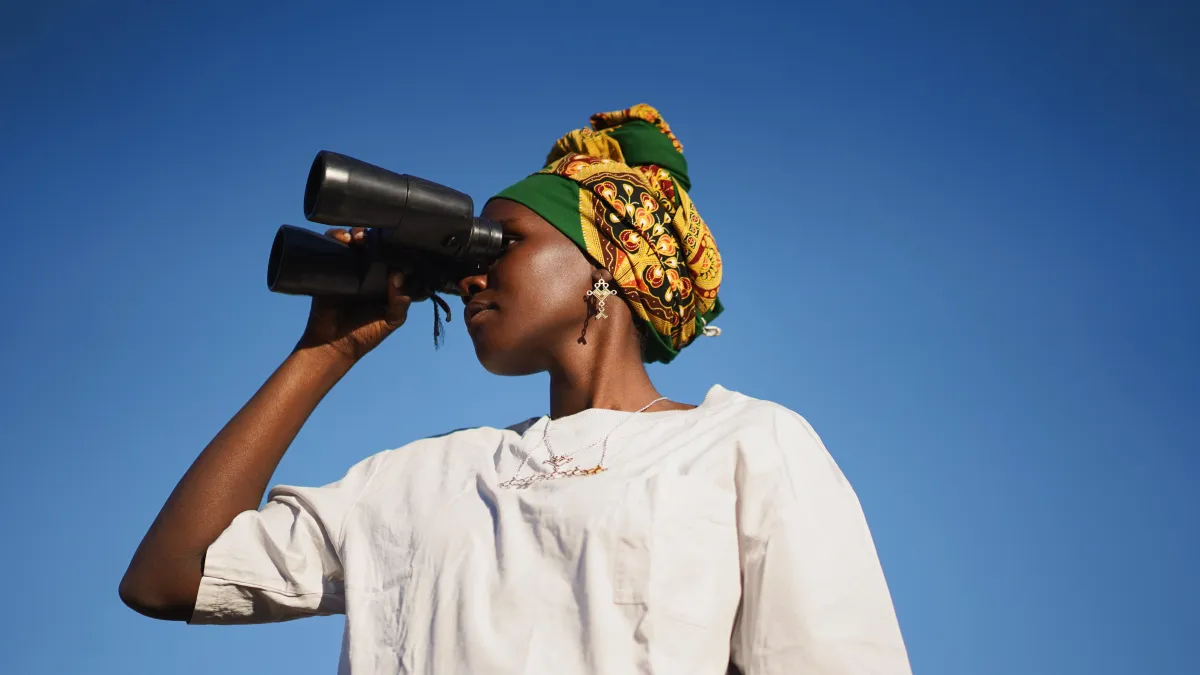 woman with binoculars