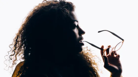 woman with glasses