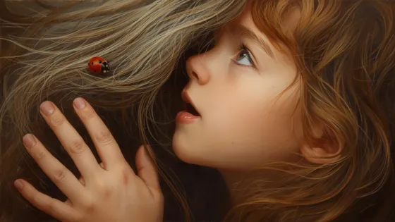 girl with ladybug
