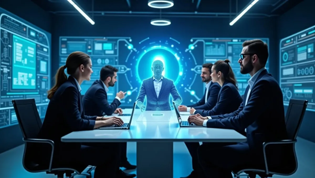 Futuristic Enterprise Meeting with AI Assistant – Enterprise AI Chatbot Development 2026