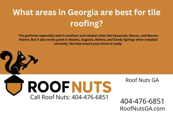 Tile roofing works especially well in Georgia's coastal and southern cities like Savannah, Macon, and Warner Robins—but it's also a solid option for homes in Atlanta, Augusta, and Athens with proper installation.