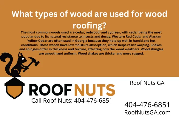 Learn which wood types are best for roofing in Georgia. Discover the benefits of cedar, redwood, and cypress, and how they hold up in hot and humid climates like Atlanta and Savannah.
