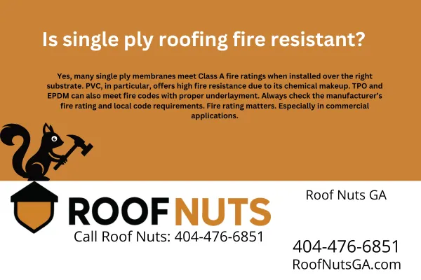 Learn whether single ply roofing is fire resistant and which materials meet Class A fire ratings. Discover the best fire-safe roofing options for Georgia commercial buildings.