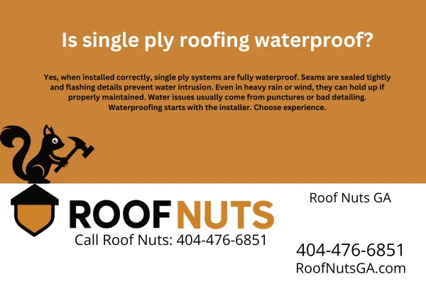 Yes, single ply roofing is waterproof when installed correctly. Learn how it works, why installation matters, and what Georgia homeowners should watch for.