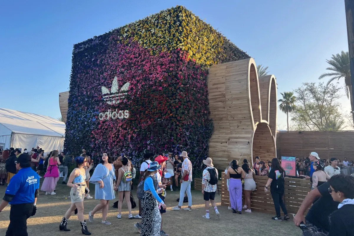 Custom branded living wall for Adidas and bad bunny event showcasing vertical gardening.