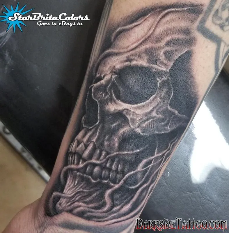 Black and Gray Skull Tattoo