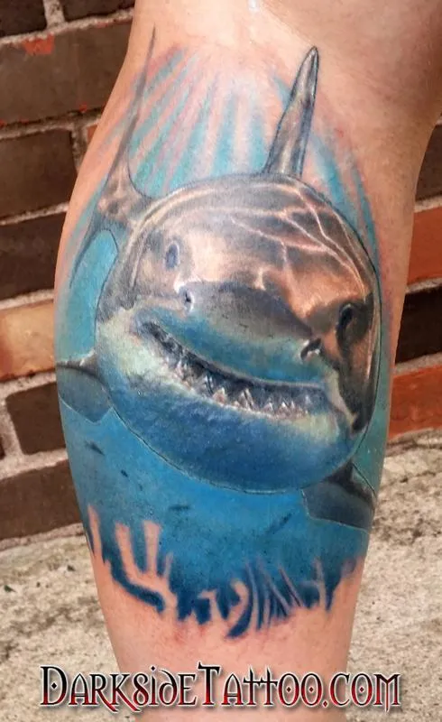 Color Great White Shark Tattoo