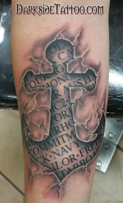 Black and Gray Navy Anchor Tattoo