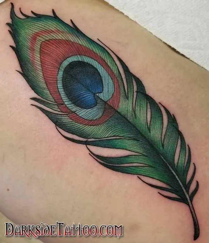 Color Peacock Feather Tattoo