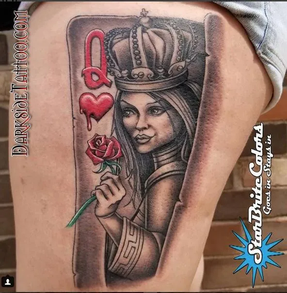 Black and Gray Queen Tattoo