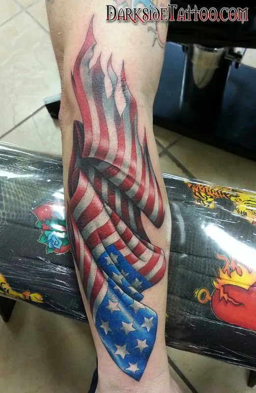 Color American Flag Tattoo
