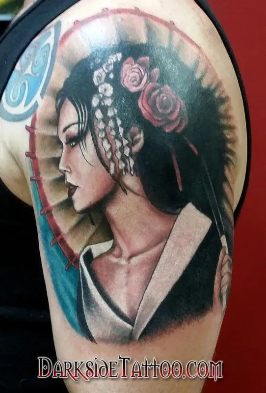 Color Geisha Girl Tattoo