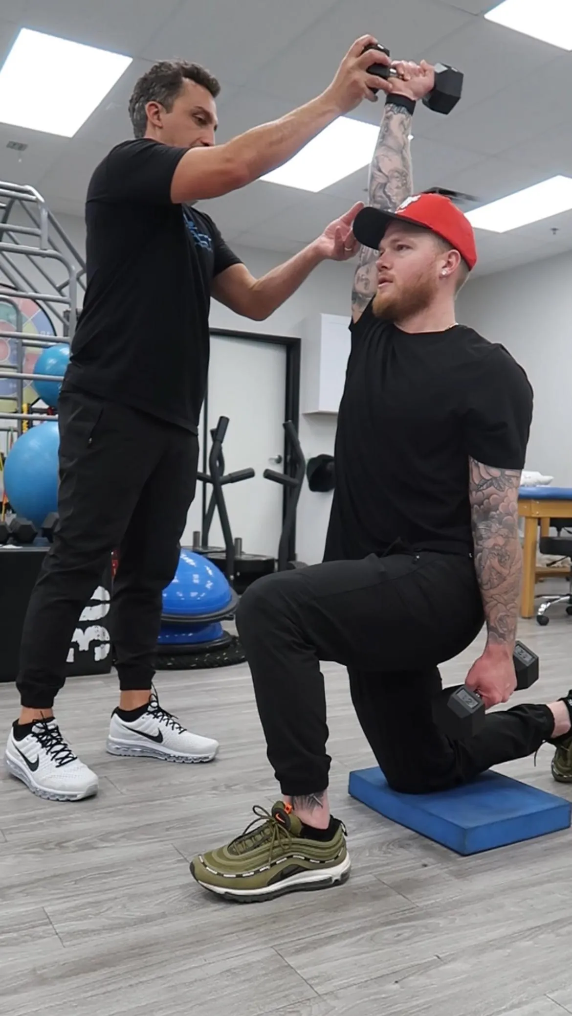 Athlete engaged in guided recovery exercises