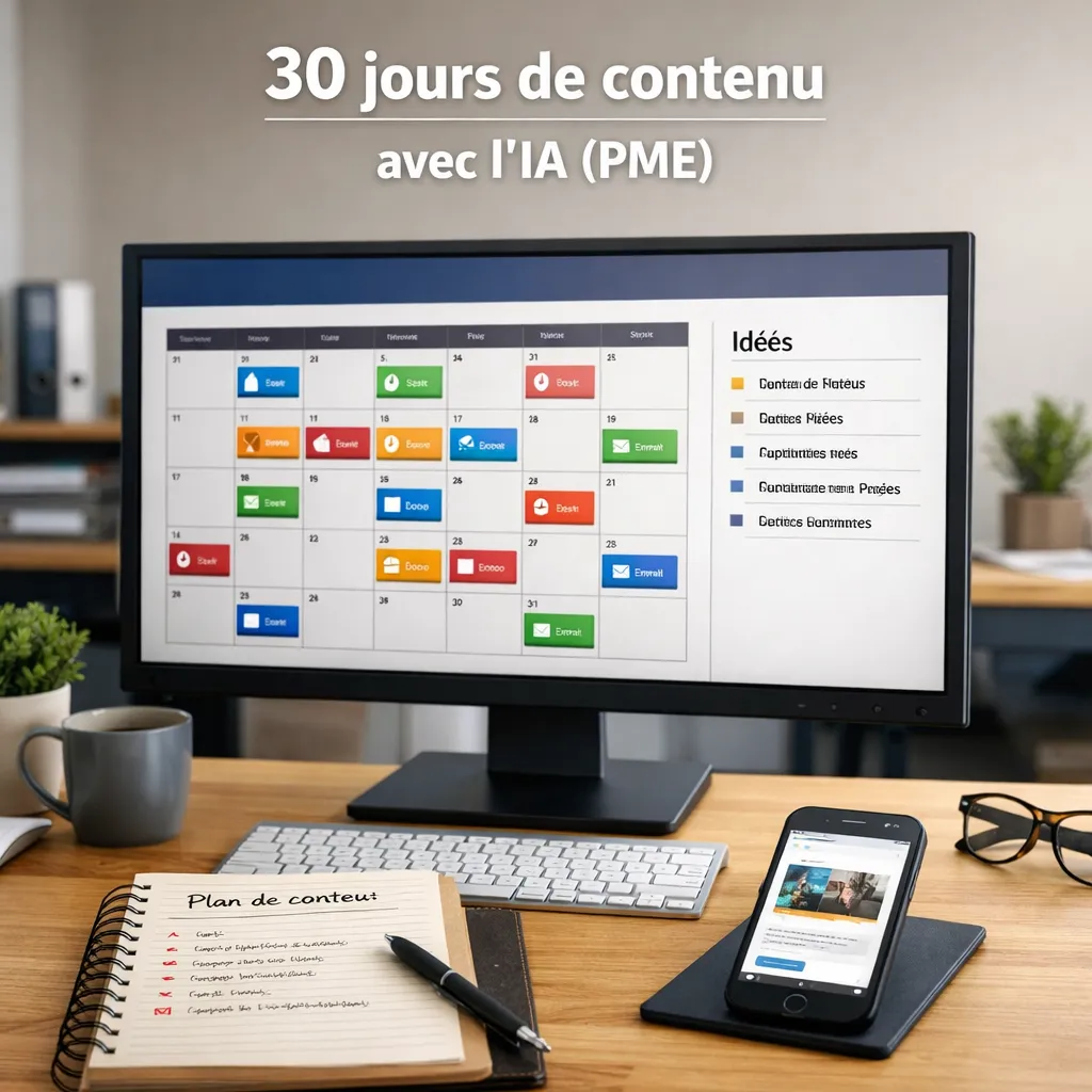Produire un mois de contenu marketing en PME avec l’IA : calendrier éditorial et production en batch