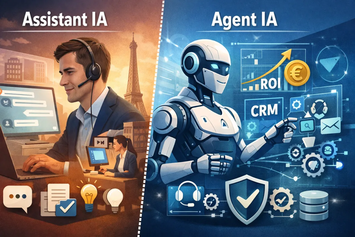 Assistant IA vs Agent IA : le guide PME (ROI, risques, méthode)