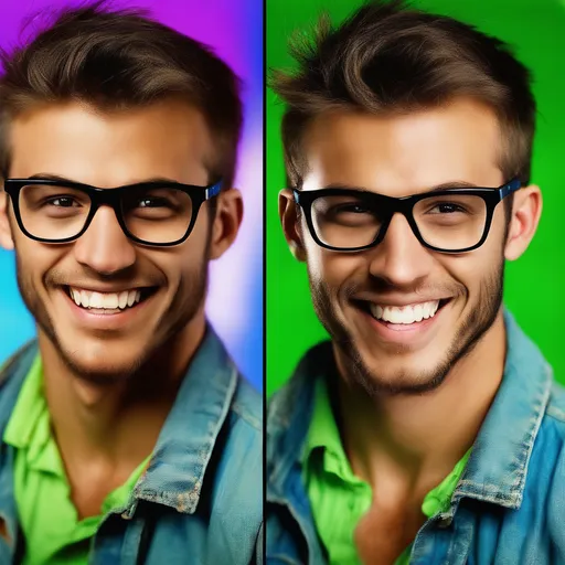 A man shown in split screen.