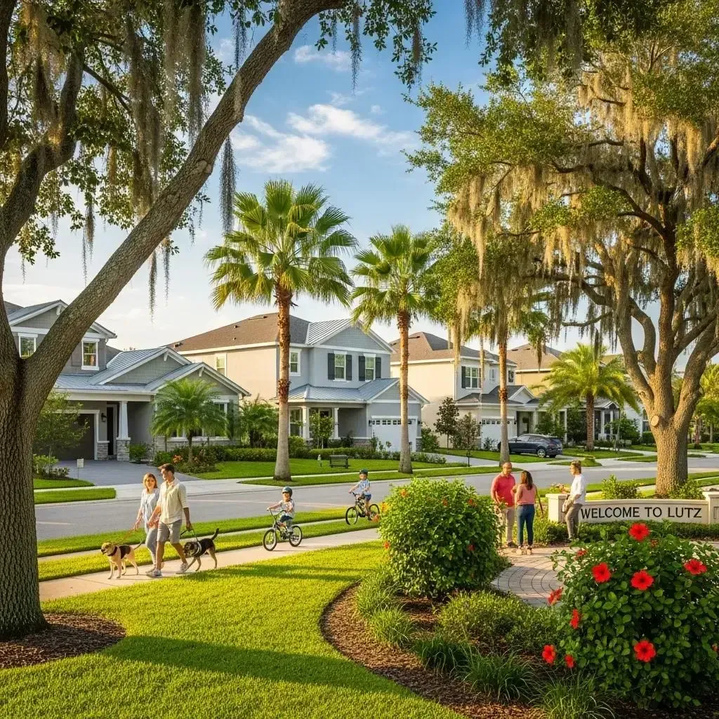 Beautiful home in Lutz, Florida, showcasing inviting front yard and sunny atmosphere