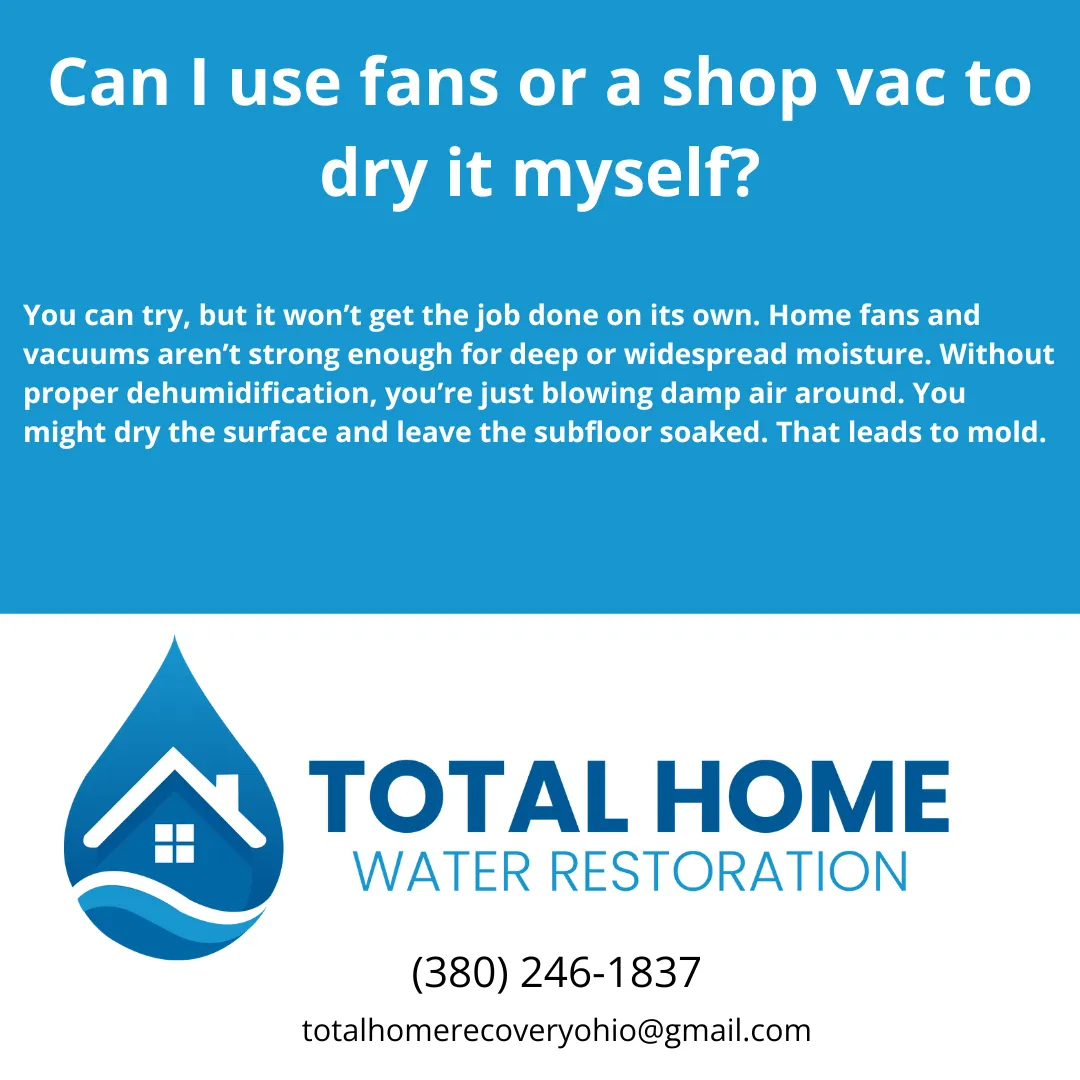 Thinking of using fans or a shop vac to dry out your flooded basement? Here's why that won’t cut it—and what you should do instead. Total Home Water Restoration explains.