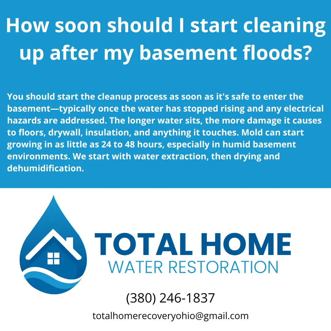 How soon should I start cleaning up after my basement floods?