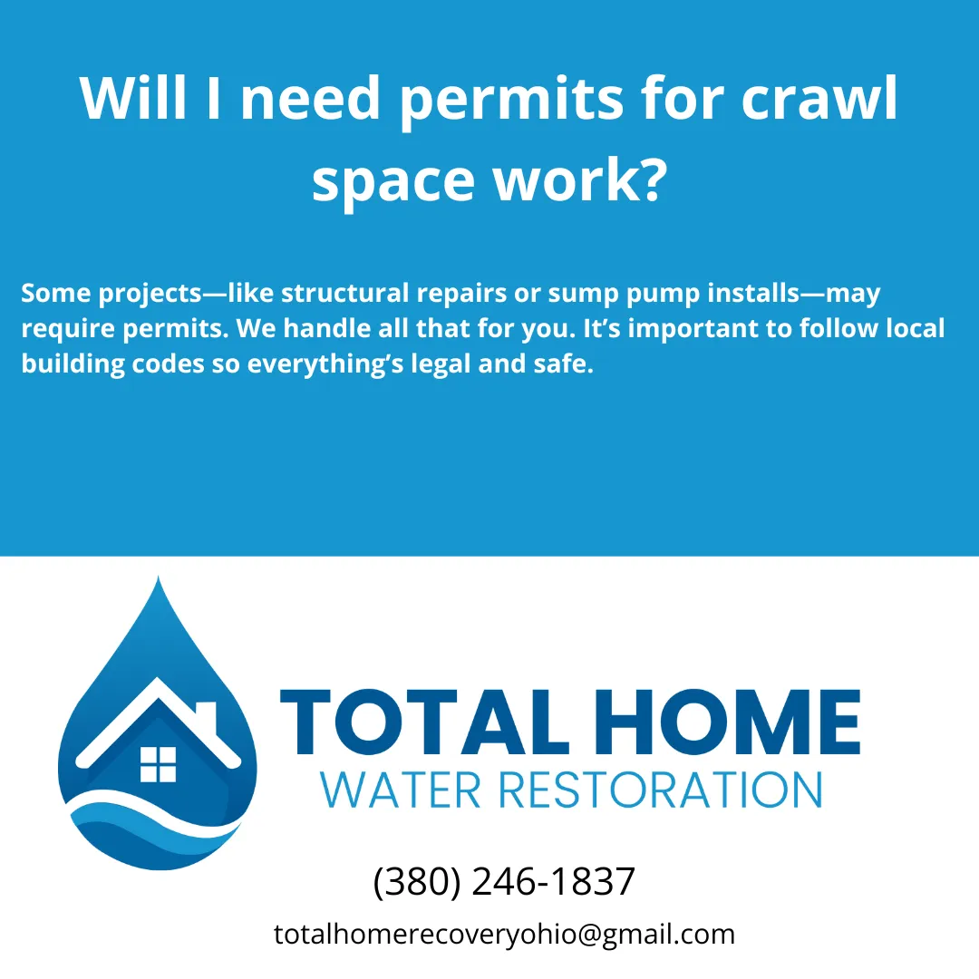 Wondering if you need a permit to fix crawl space water damage in Grove City or Columbus? Learn what Ohio homeowners should know and how we handle it at Total Home Water Restoration.