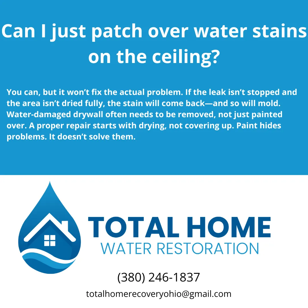 Got ceiling stains from a leak? Learn why painting over water damage without proper repair leads to bigger problems—like mold, rot, and repeated stains. Grove City experts explain what to do.