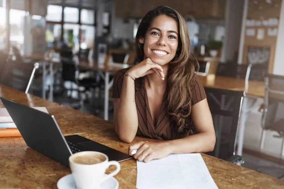 Business woman sitting at a desk