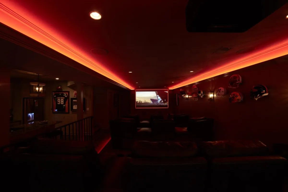 Customizable theater seating with LED lighting and reclining features