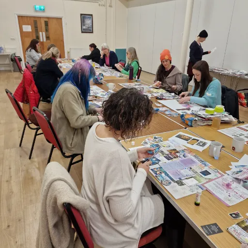 A selection of colourful images and inspirational words ready to create a collage