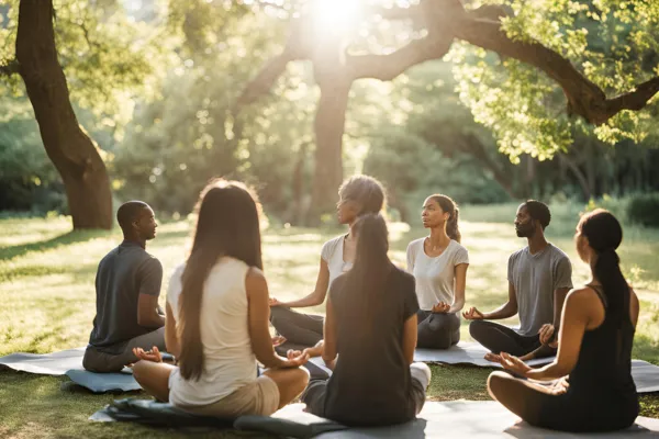 People group meditation calm