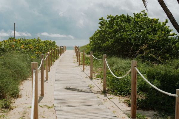 nature boardwalk through to beach