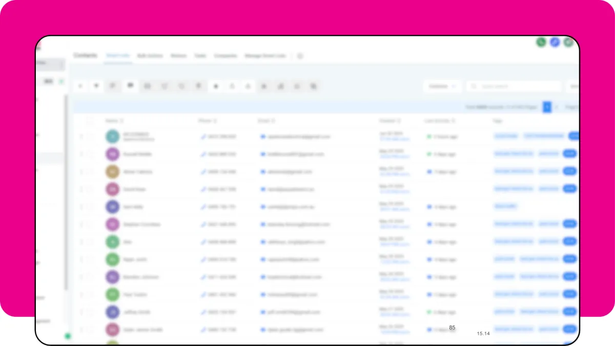 Screenshot of the Lead Monsta Contact List