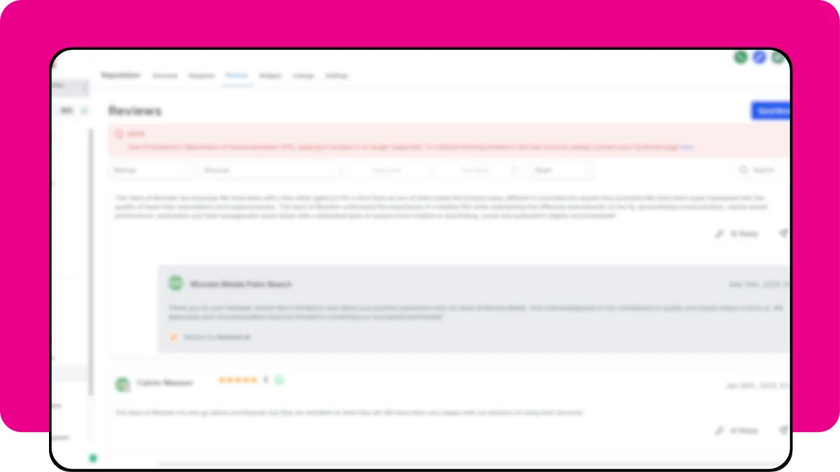 Screenshot of the lead monsta reviews tab