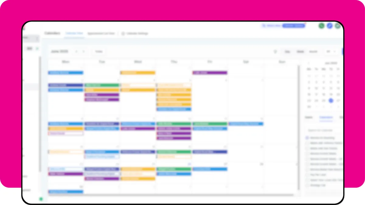 Screenshot of the lead monsta calendar view