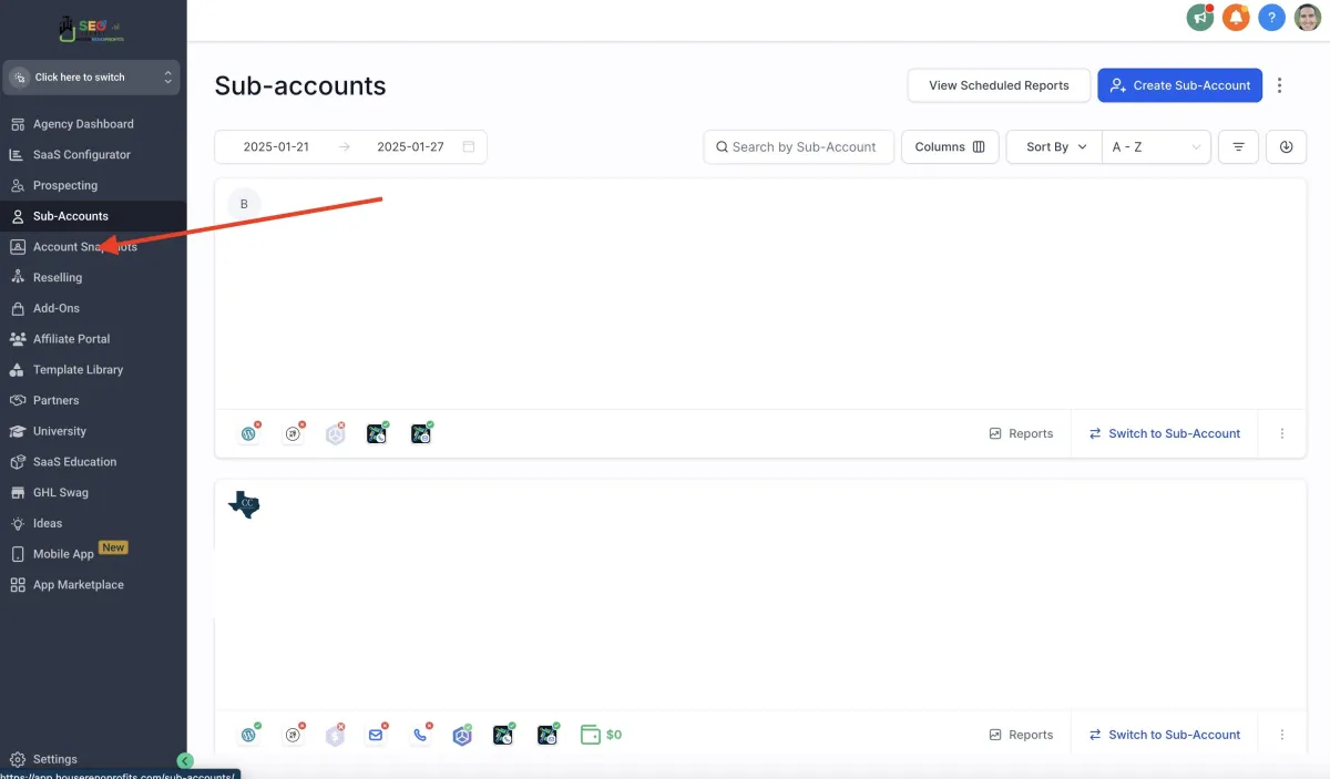 How to create a snapshot in gohighlevel?