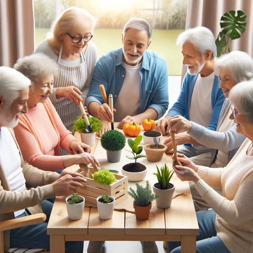 community of eldery in an assisted living facility