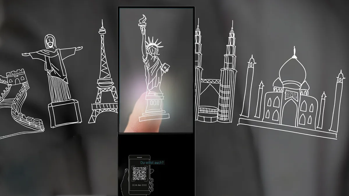 „Digitale TOUCHwall Stele im Tourismus – interaktives Display für Ausflugstipps, Karten, Veranstaltungen und lokale Empfehlungen für Gäste.“