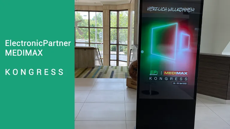 „TOUCHwall auf dem ElectronicPartner Kongress – digitale Werbestele im Einsatz auf Fachmesse zur Präsentation interaktiver Inhalte und Produktneuheiten.“