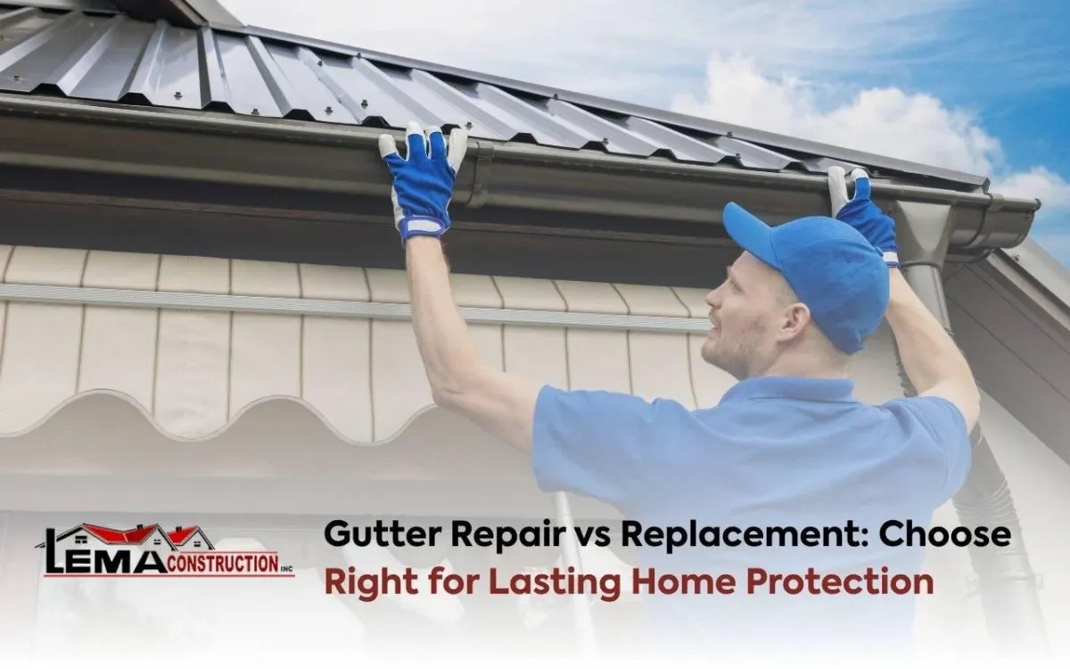 Professional contractors helping homeowners decide on gutter repair vs replacement