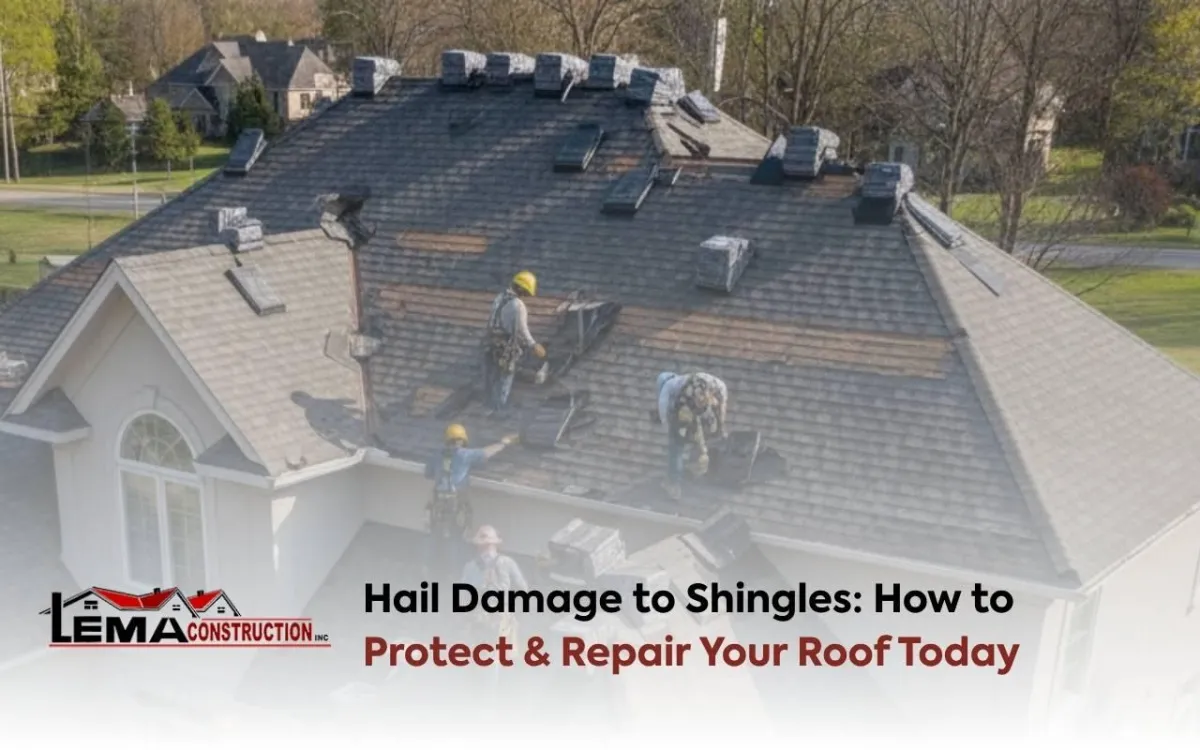 Roof inspection revealing signs of hail damage to shingles after a storm