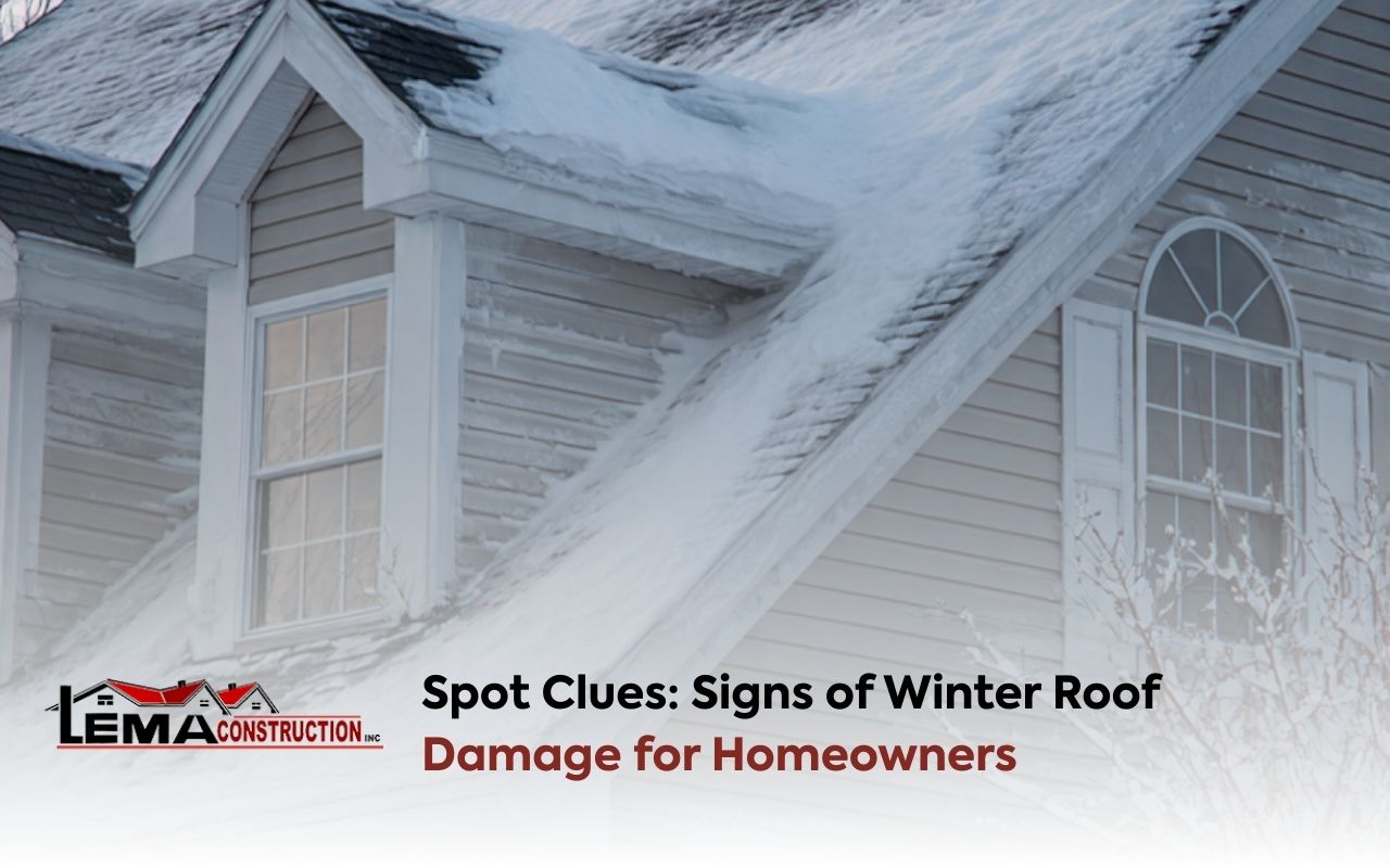 Signs of Winter Roof Damage on a home roof after snow in Randolph, MA