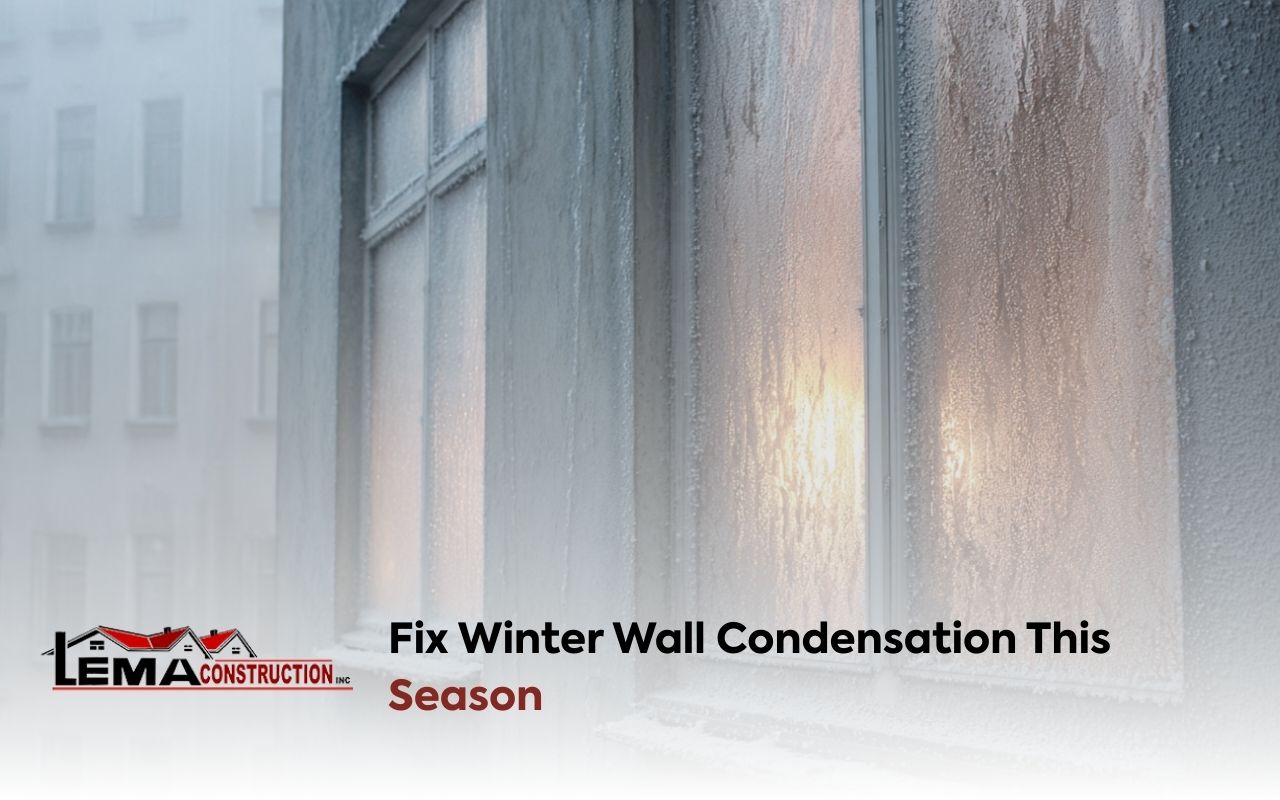 Condensation Problems in Winter Walls showing foggy windows near exterior walls in winter