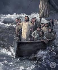 Jesus in the stormy sea 